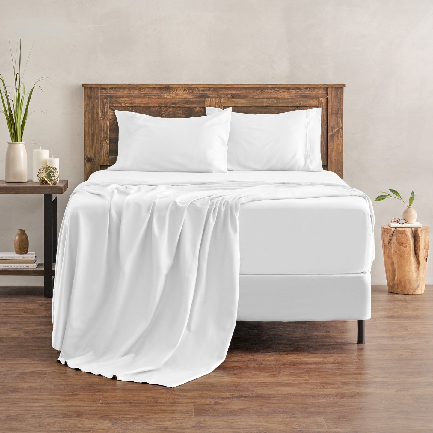 100% Organic Cotton Solid Color White Sheet Set