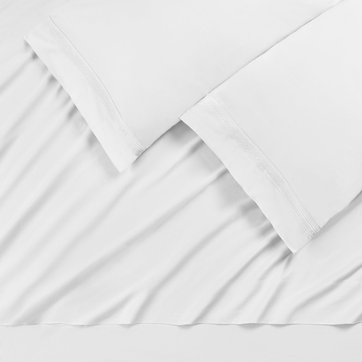 100% Organic Cotton Solid Color White Sheet Set